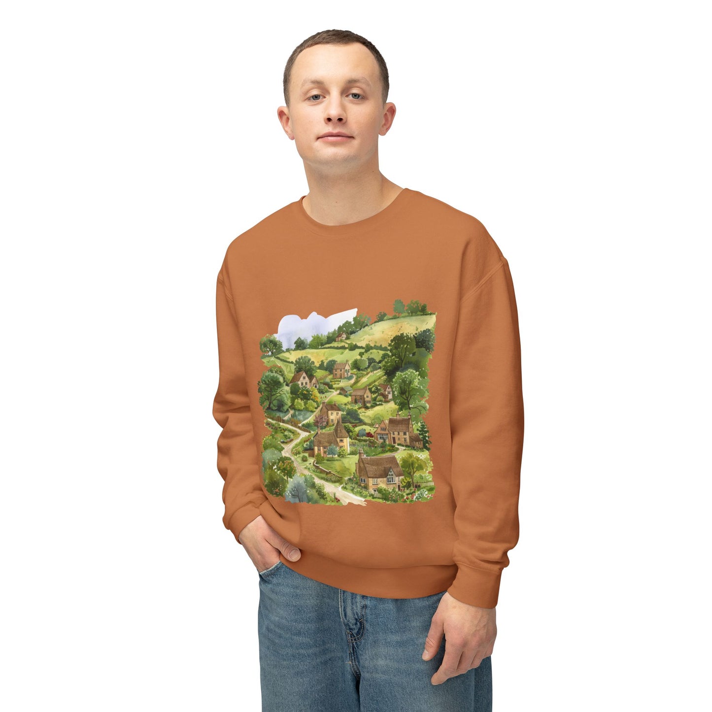 Unisex Lightweight Crewneck Sweatshirt - British Nature - Scenic Landscapes and Natural Beauty