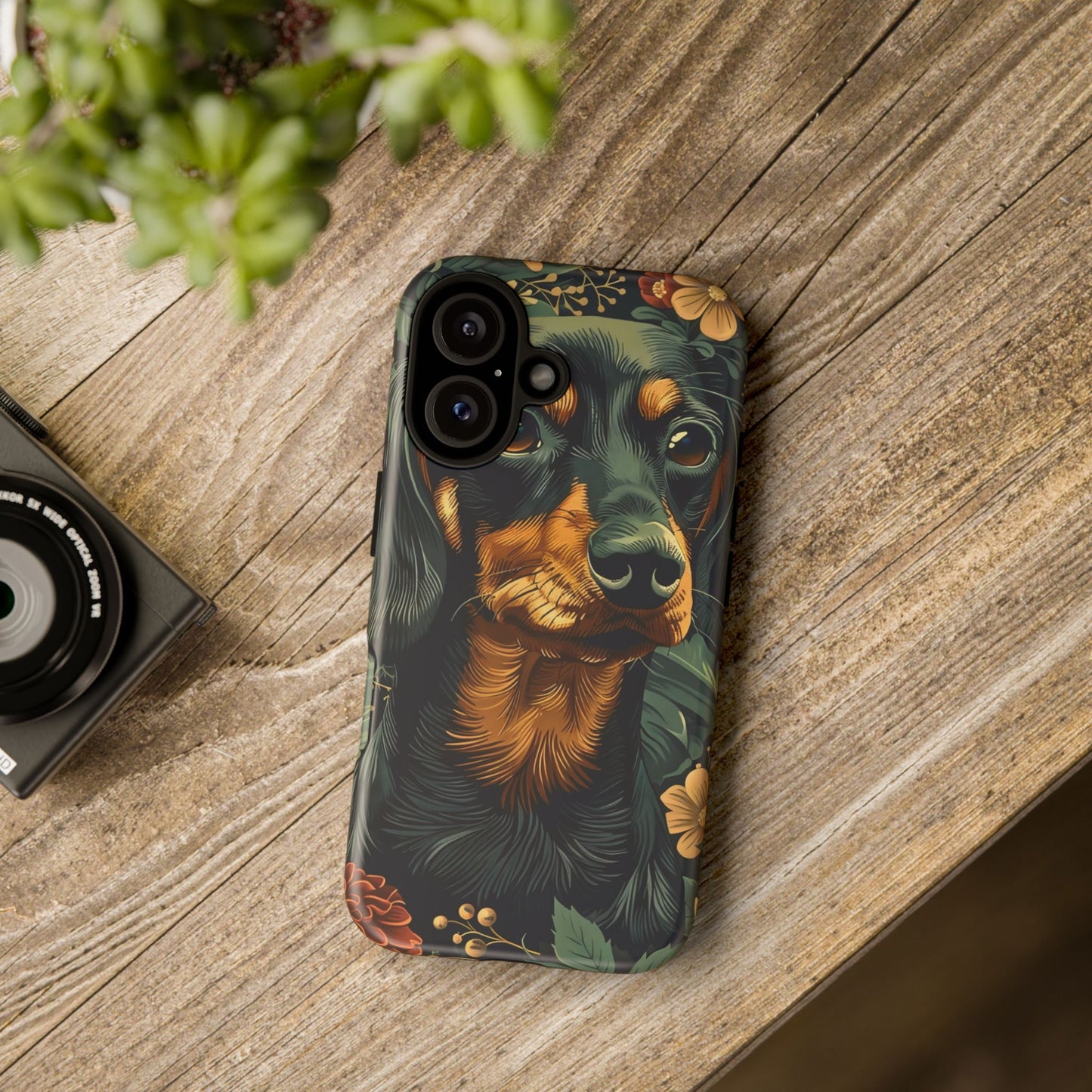 Dachshund Phone Case, Floral Pet Phone Cover, Dog Lover Gift, Tough Phone Case, Custom Dachshund Design, Unique Dog Owner Accessory