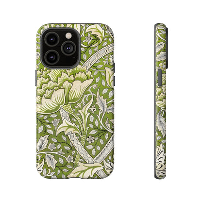 Stylish Phone Case with Floral Design, Durable Protective Cover for iPhone, Unique Gift for Birthdays, Mother's Day, Green Aesthetic