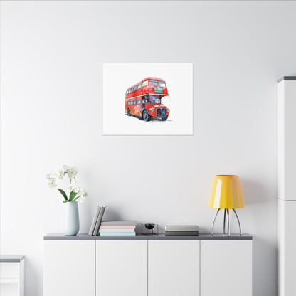 London Red Double-Decker Bus Art Canvas Print, Wall Decor for Travel Lovers, Home Office Gift, Unique Artwork for All Occasions