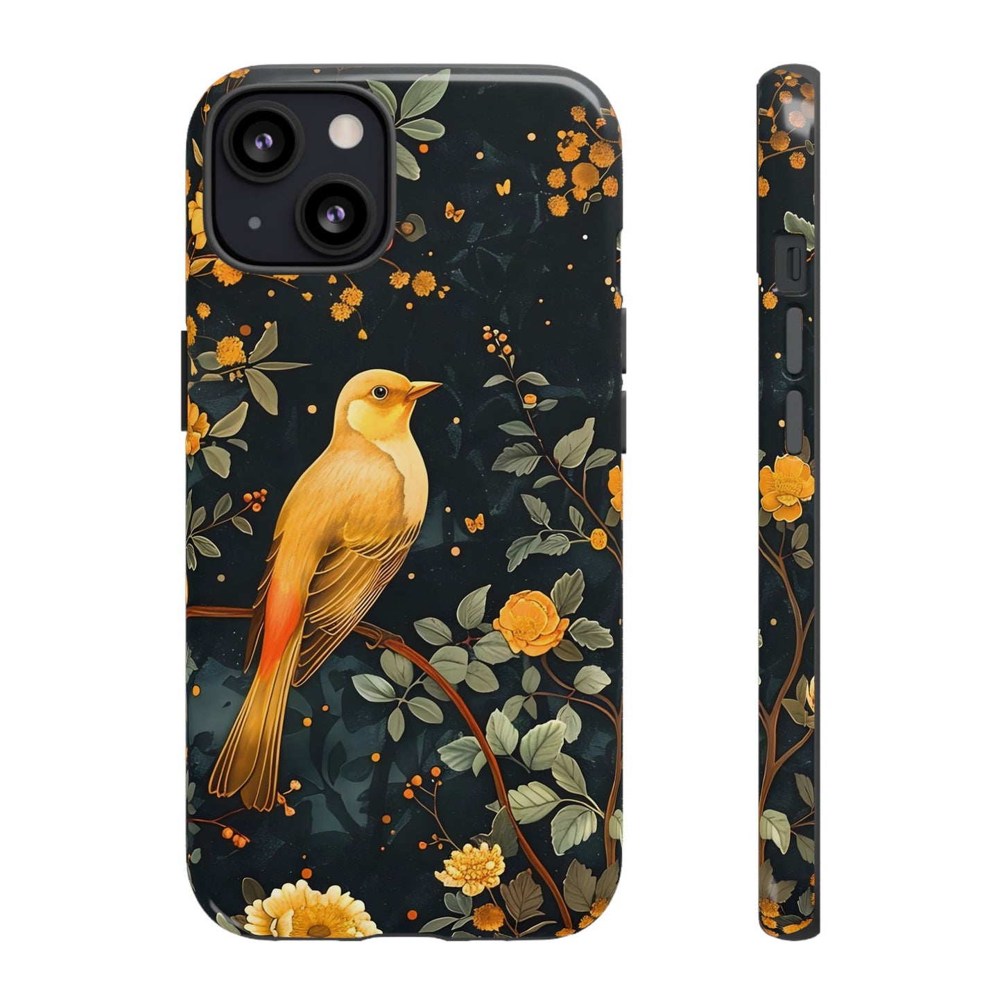 Floral Phone Case, Tough Cases with Bird Design, Nature Lover Gift, Stylish Protection, Birthday Present, Floral Phone Cover
