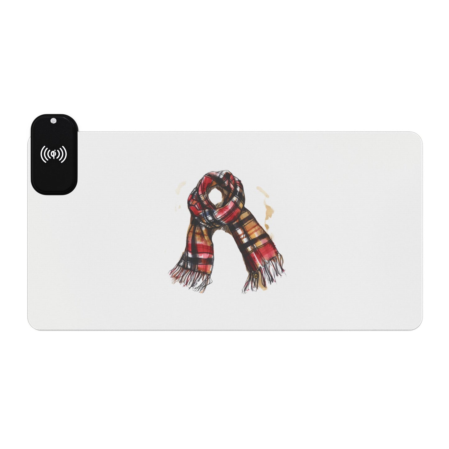 British Plaid Scarf - LED Gaming Mouse Pad with Wireless Charging, RGB Light Up Desk Mat, Perfect for Gamers, Desk Accessories, Gift for Tech Lovers