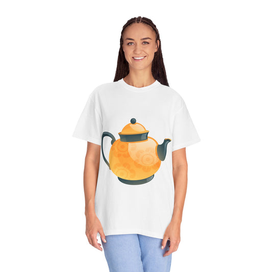 Unisex Garment-Dyed T-shirt - Classic British Tea Kettle - Timeless Elegance in Tea Time