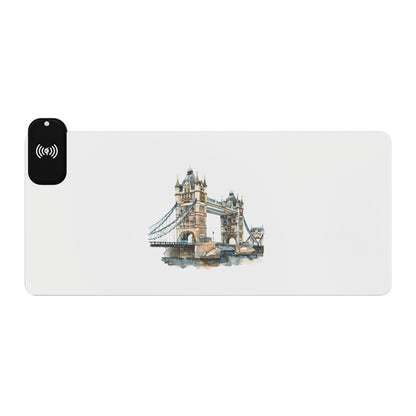 Tower Bridge Sketch – London’s Iconic Structure - LED Wireless Charging Gaming Mouse Pad - Perfect for Gamers, Office Use, Desk Decor, Unique Gift Ideas, Gaming Accessories