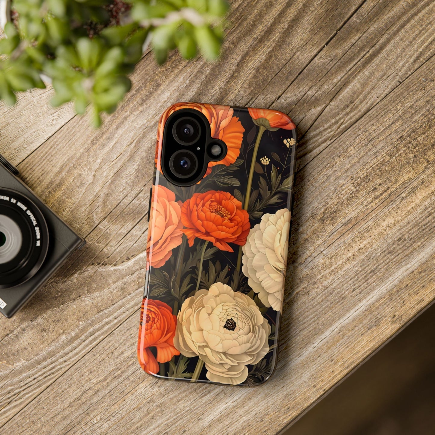 Floral Phone Case with Tough Protection, Blooming Ranunculus Design, Durable Cover, Gift for Flower Lovers, Eco-Friendly Phone Accessory
