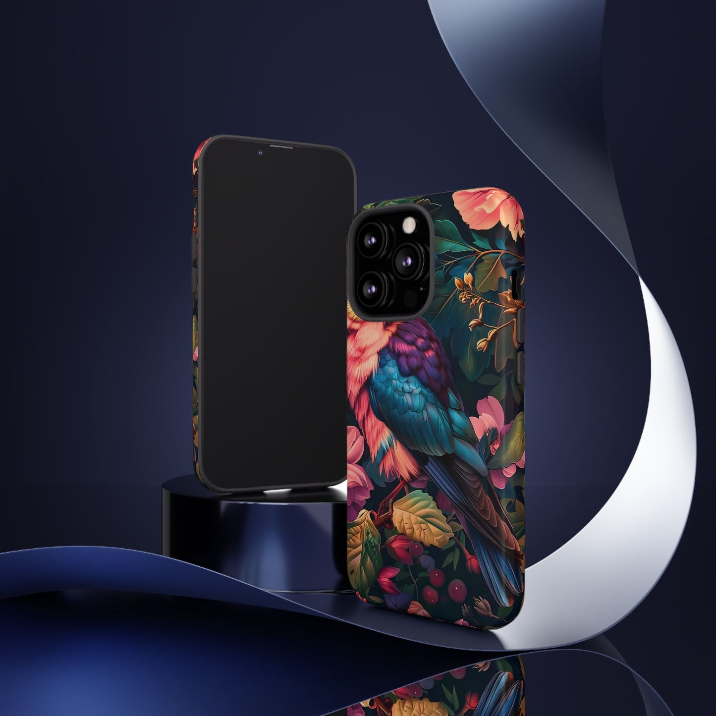 Vibrant Phone Case, Tropical Bird Design, Tough Phone Cover, Floral Tech Accessory, Gift for Nature Lovers