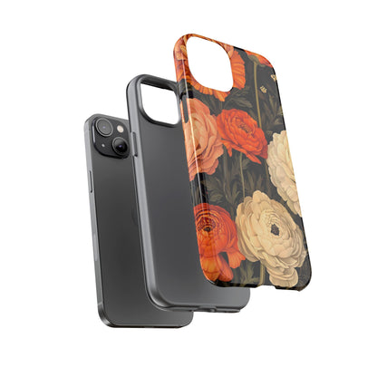 Floral Phone Case with Tough Protection, Blooming Ranunculus Design, Durable Cover, Gift for Flower Lovers, Eco-Friendly Phone Accessory
