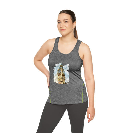 Women's Racerback Sports Top - Casual Athletic Tank for Style and Comfort - Classy Big Ben Clock Tower Design