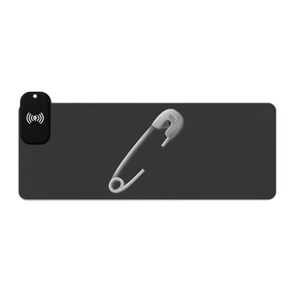 Silver Safety Pin - LED Wireless Gaming Mouse Pad with Charging Feature - Perfect for Gamers, Desk Accessories, Tech Gifts, Gaming Setup