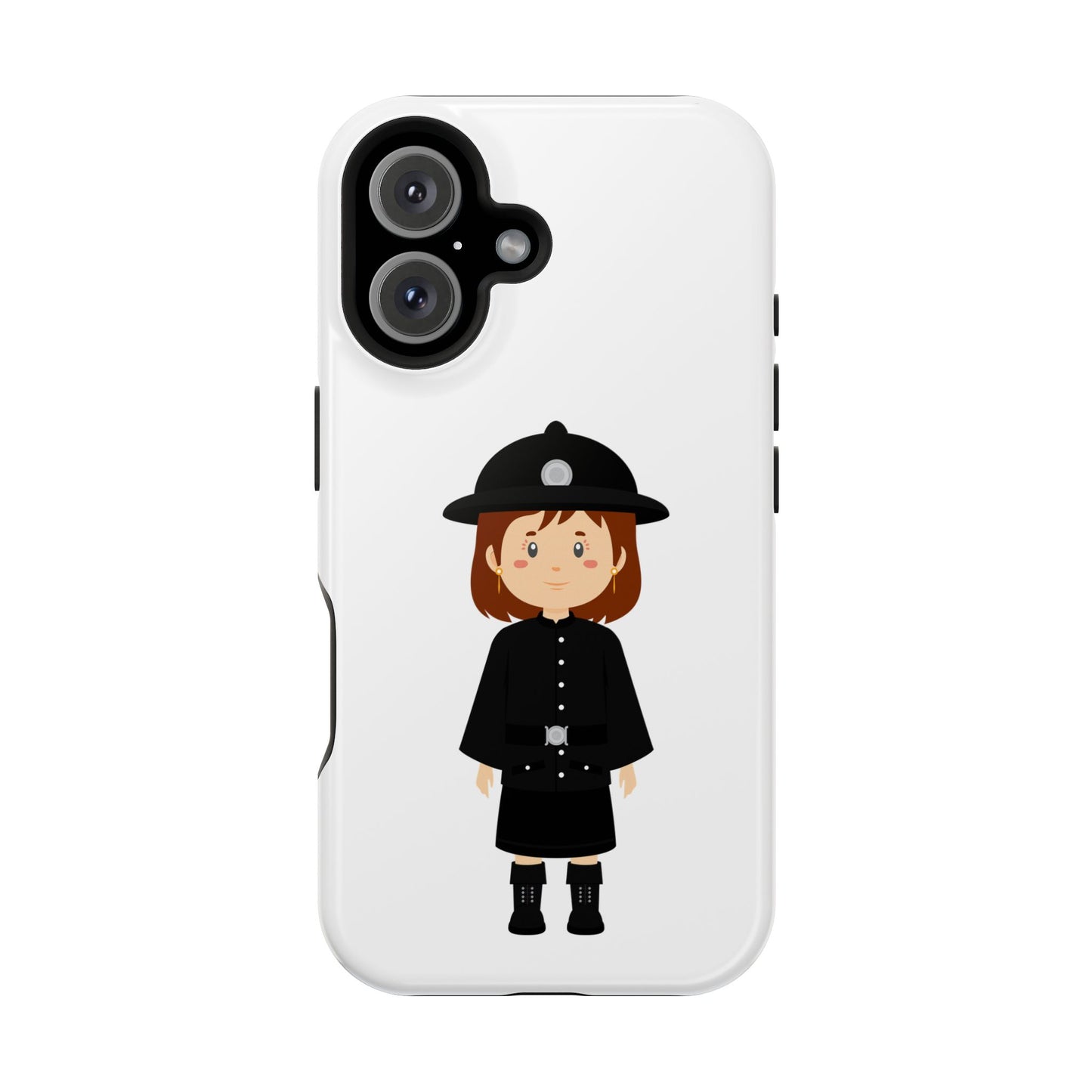 Cute Police Officer Magnetic Tough Case for iPhone, Gift for Police Lovers, Kid's Phone Case, Durable Protector, Fun Design