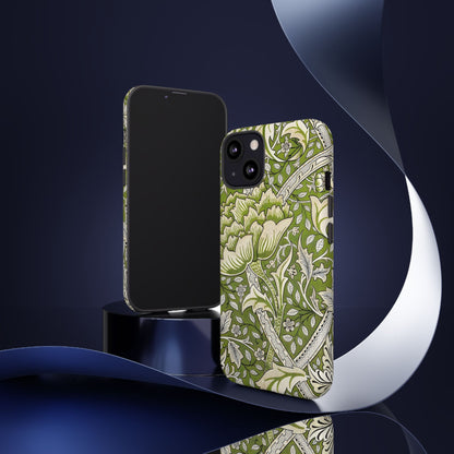 Stylish Phone Case with Floral Design, Durable Protective Cover for iPhone, Unique Gift for Birthdays, Mother's Day, Green Aesthetic
