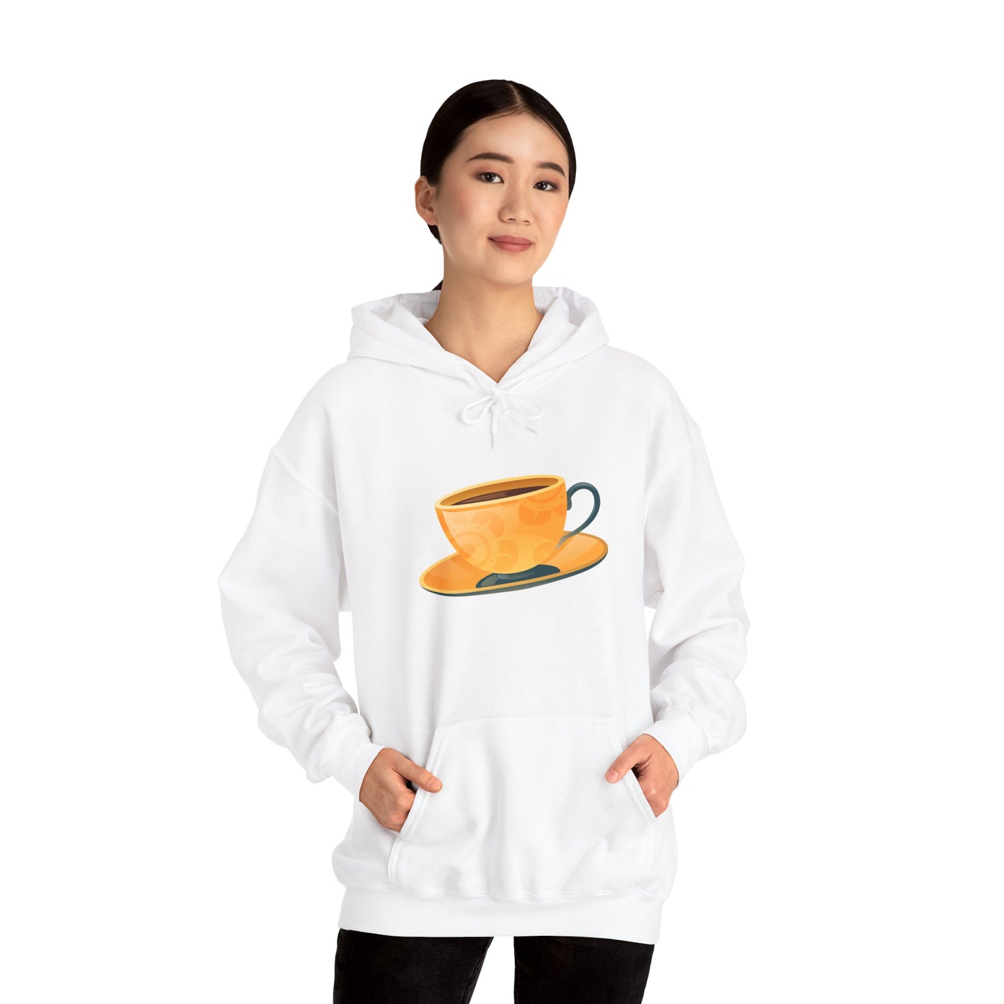 Unisex Heavy Blend™ Hooded Sweatshirt - Elegant British Tea Cup - Classic Tea Time Style