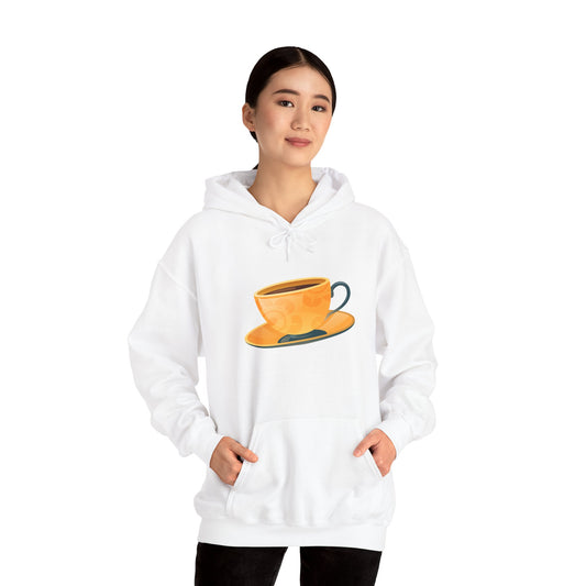 Unisex Heavy Blend™ Hooded Sweatshirt - Elegant British Tea Cup - Classic Tea Time Style
