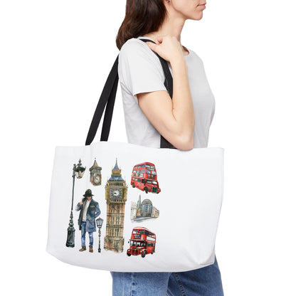 London-Themed Weekender Tote Bag: Travel, Picnic, Beach Bag, Gift for Travelers, Weekend Getaways, City Lovers