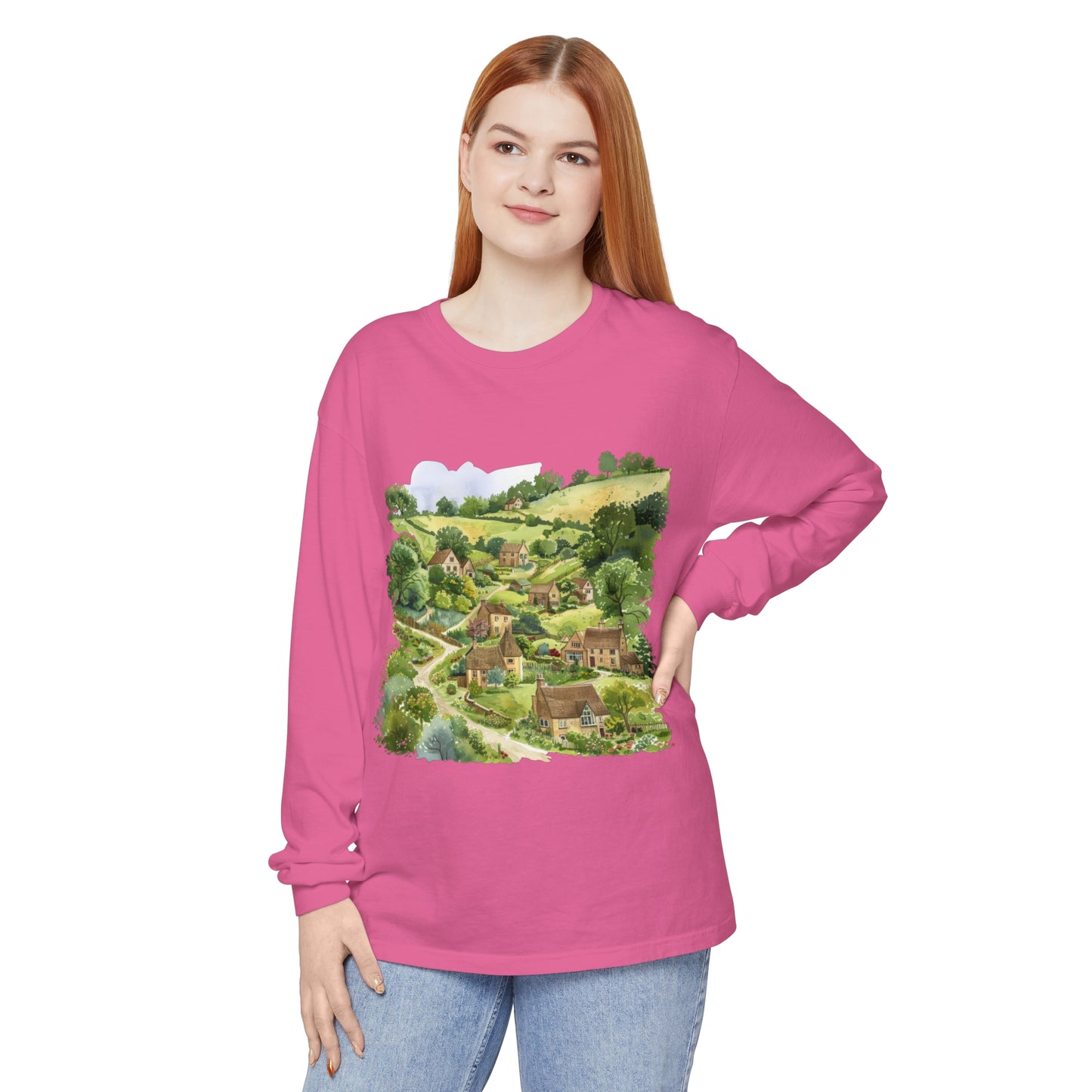 Unisex Garment-dyed Long Sleeve T-Shirt - British Nature - Scenic Landscapes