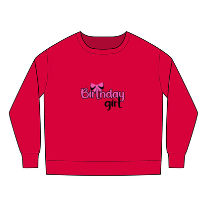 Toddler  Sweatshirt  - Birthday Girl Leopard Pattern Rainbow PNG