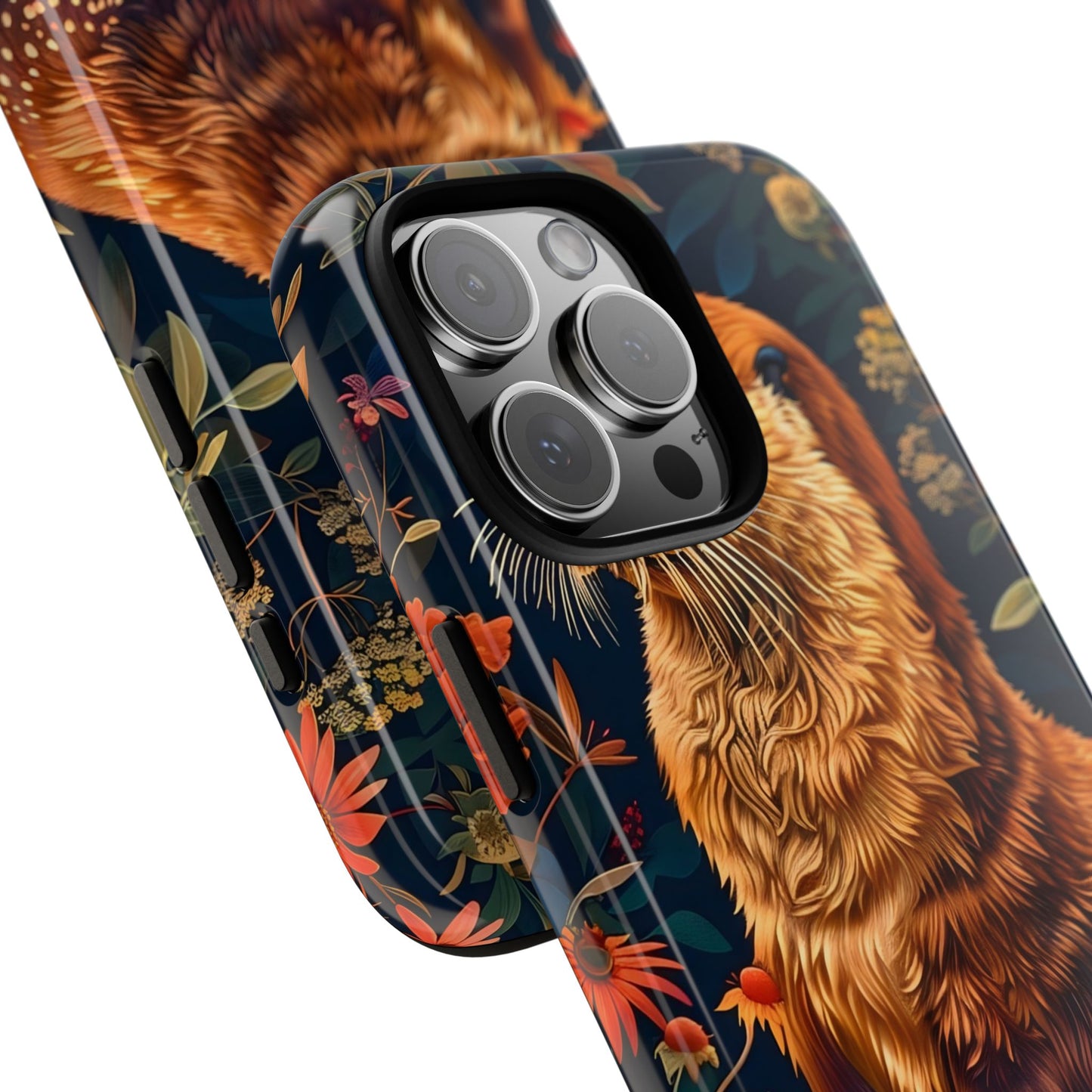 Otter Phone Case, Floral Otter Design, Tough Phone Cover, Nature Lover Gift, Cute Animal Accessories