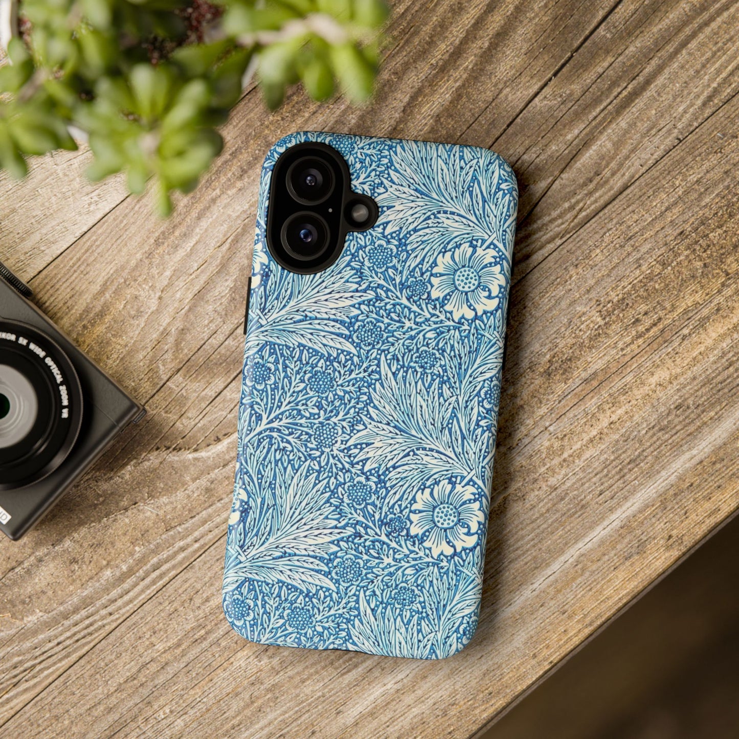 Stylish Phone Case, Tough Floral Phone Cover, Fashionable Tech Accessory, Gift for Her, Blue Flower Design