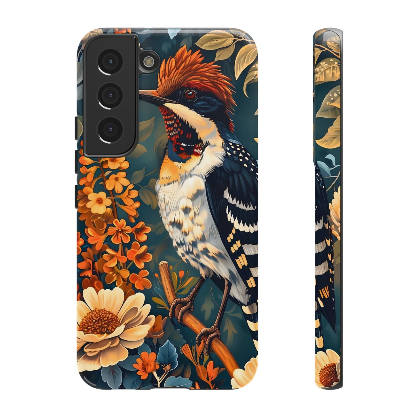 Tough Cases: Floral Bird Phone Case, Vintage Style Cover, Nature Lover Gift, Botanical Design, Spring Inspire Fashion