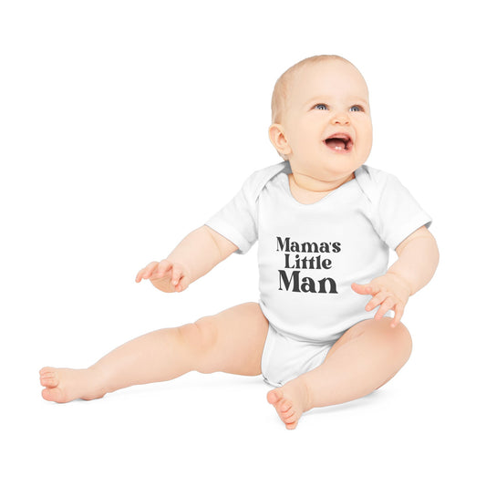 Mama's Little Man Baby Bodysuit | Organic Cotton Short Sleeve Infant Outfit