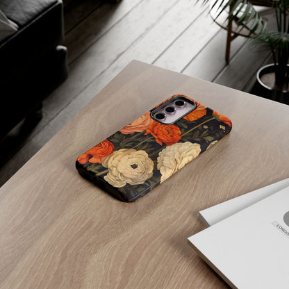Floral Phone Case with Tough Protection, Blooming Ranunculus Design, Durable Cover, Gift for Flower Lovers, Eco-Friendly Phone Accessory