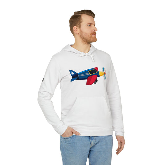 adidas Unisex Fleece Hoodie - Colorful Vintage Airplane Illustration