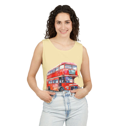 Unisex Garment-Dyed Tank Top - London Transport English Bus - Iconic Red Double-Decker Design
