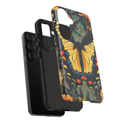 Butterfly Floral Phone Case, Art-inspire Tough Case, Gift for Nature Lovers, Butterfly Pattern Cover, Eco-Friendly Mobile Accessory
