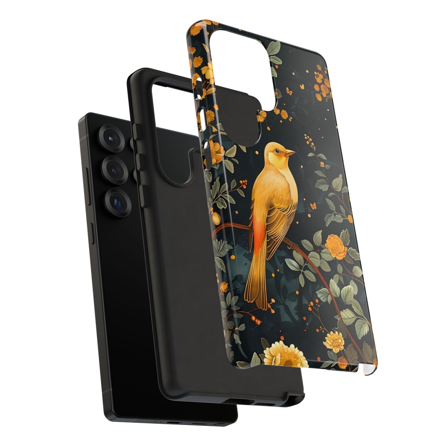 Floral Phone Case, Tough Cases with Bird Design, Nature Lover Gift, Stylish Protection, Birthday Present, Floral Phone Cover