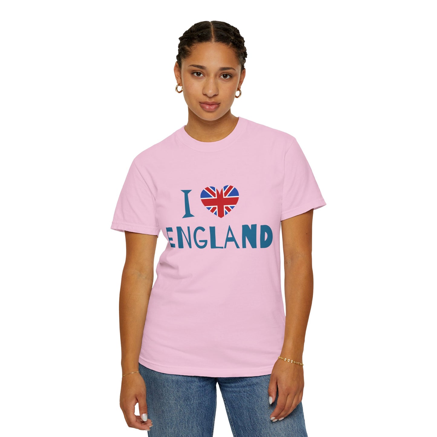 Unisex Garment-Dyed T-shirt - I Love England - Union Jack Heart