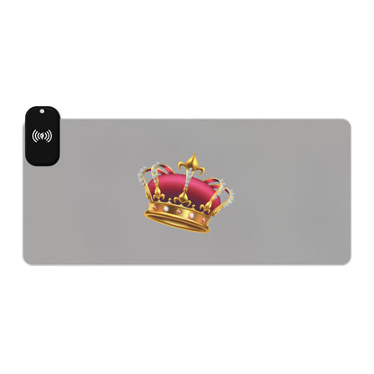 Royal Crown Icon - LED Gaming Mouse Pad with Wireless Charging, Ideal for Gamers, Desk Accessories, Gift for Gaming Enthusiasts, Home Office Setup, LED Decor