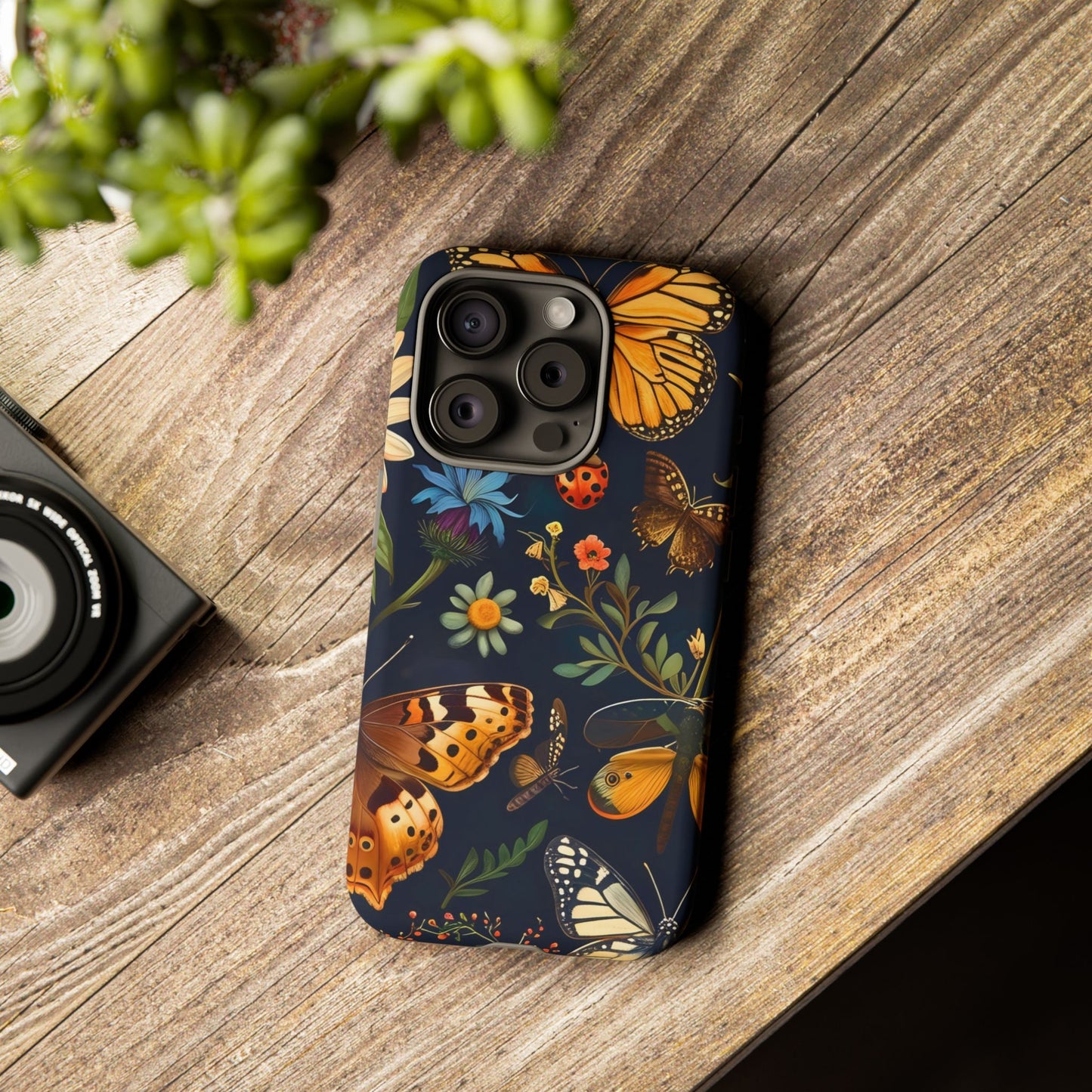 Nature-Inspired Phone Case | Floral Butterfly Design, Tough Phone Cover, Gift for Nature Lovers, Cute Butterfly Case, Home Decor