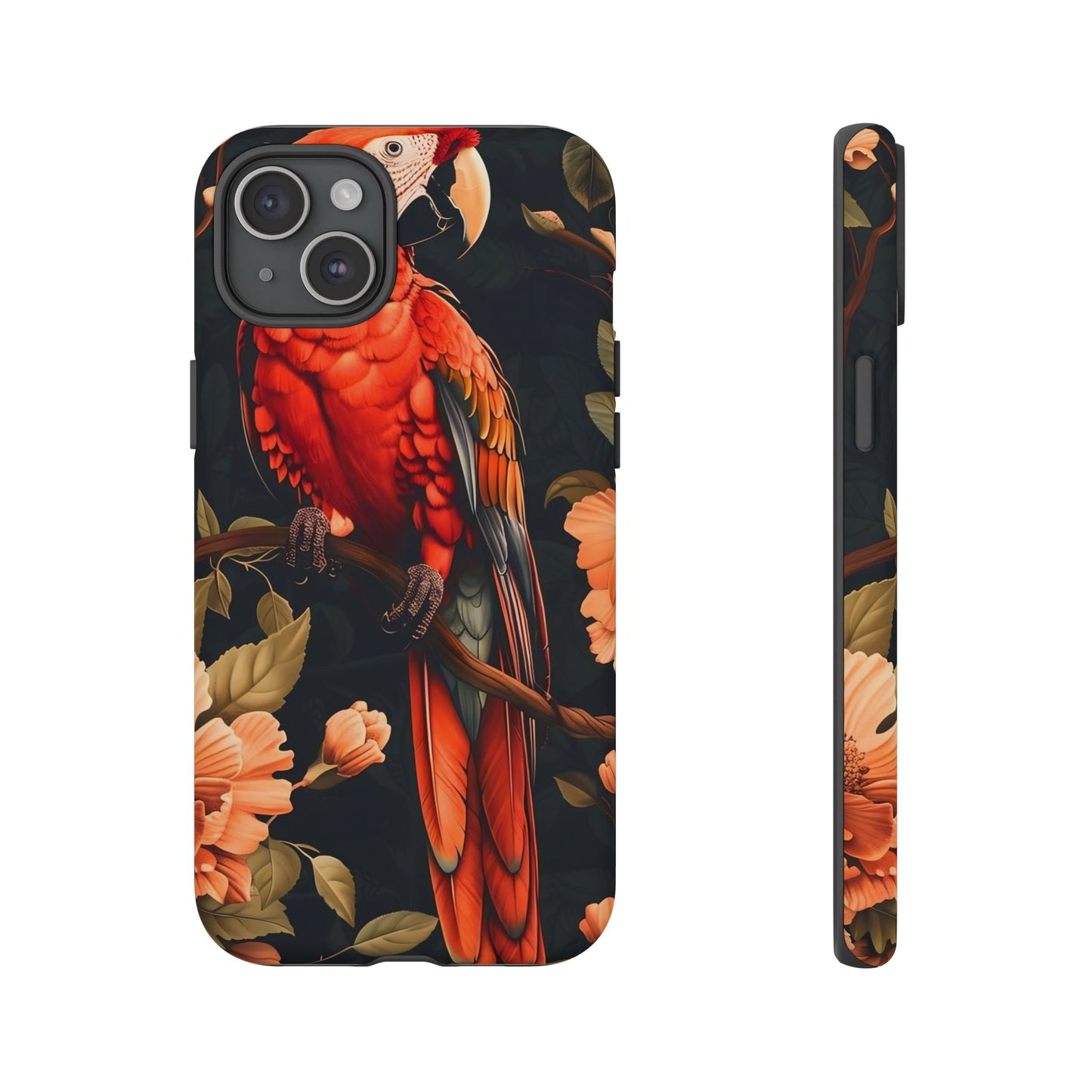 Vibrant Tropical Phone Case with Parrot Design, Bird Lovers Gift, Floral Phone Cover, Nature Inspired Accessories, Tough Cases