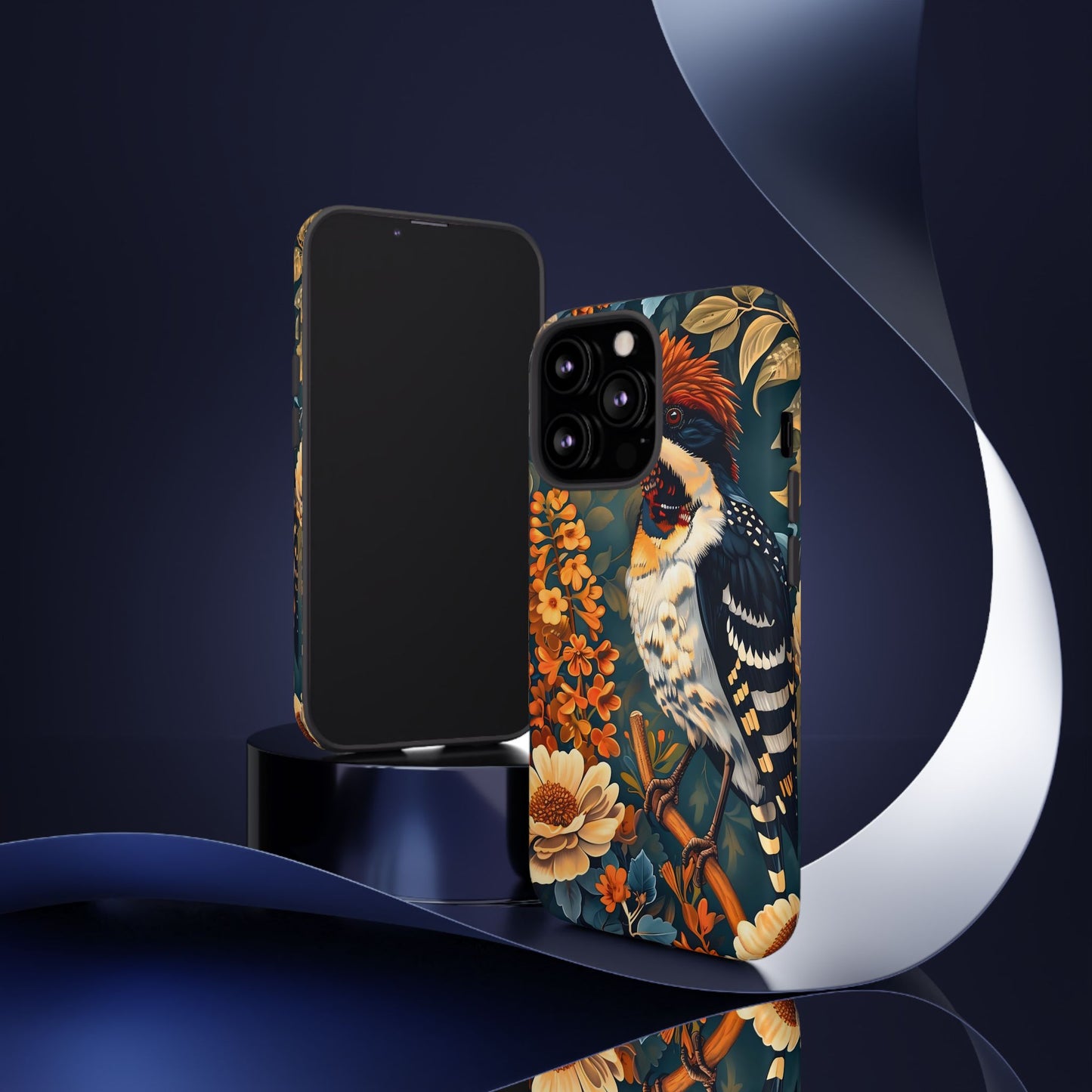 Tough Cases: Floral Bird Phone Case, Vintage Style Cover, Nature Lover Gift, Botanical Design, Spring Inspire Fashion