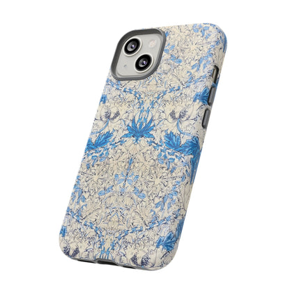 Elegant Floral Phone Case, Tough iPhone Cover, Stylish Mobile Protector, Blue Patterned Case, Unique Gift for Her