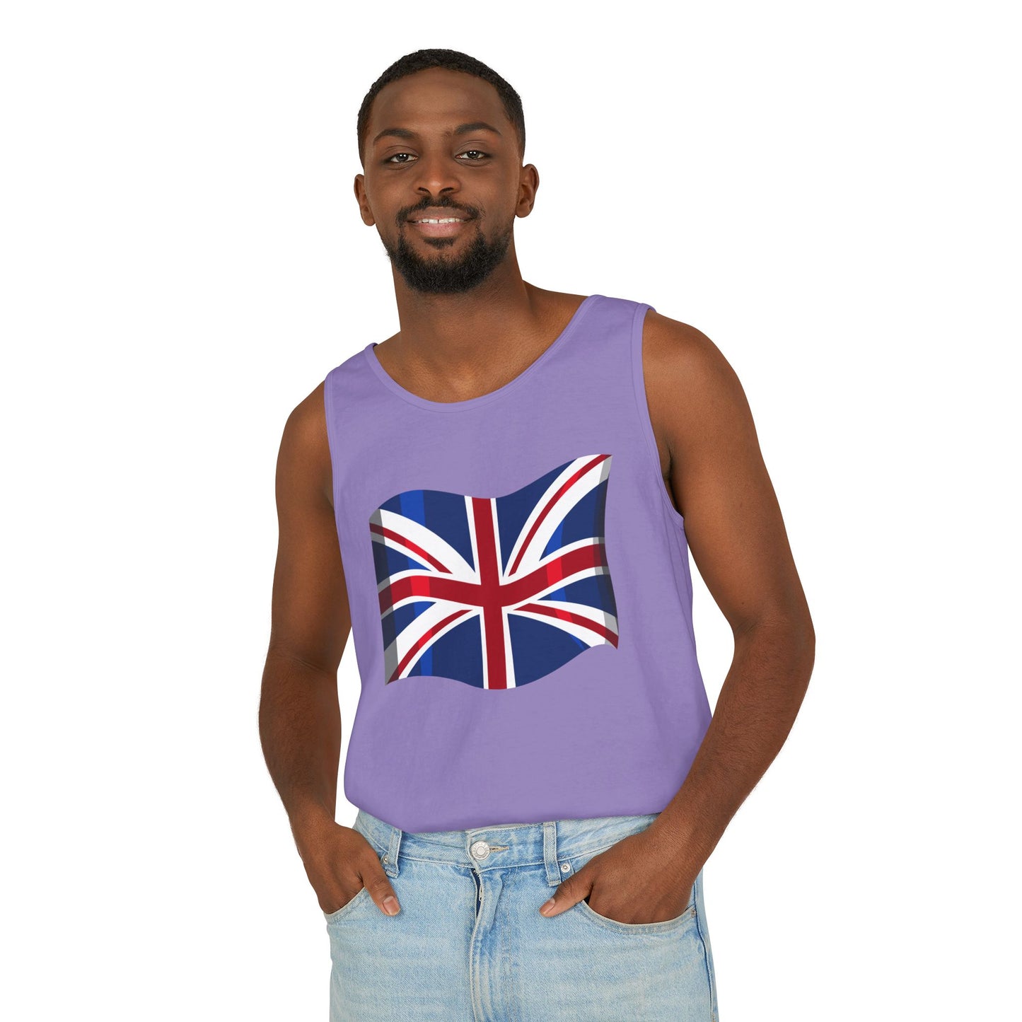 Unisex Garment-Dyed Tank Top - Classic UK Flag Design - Union Jack Symbol