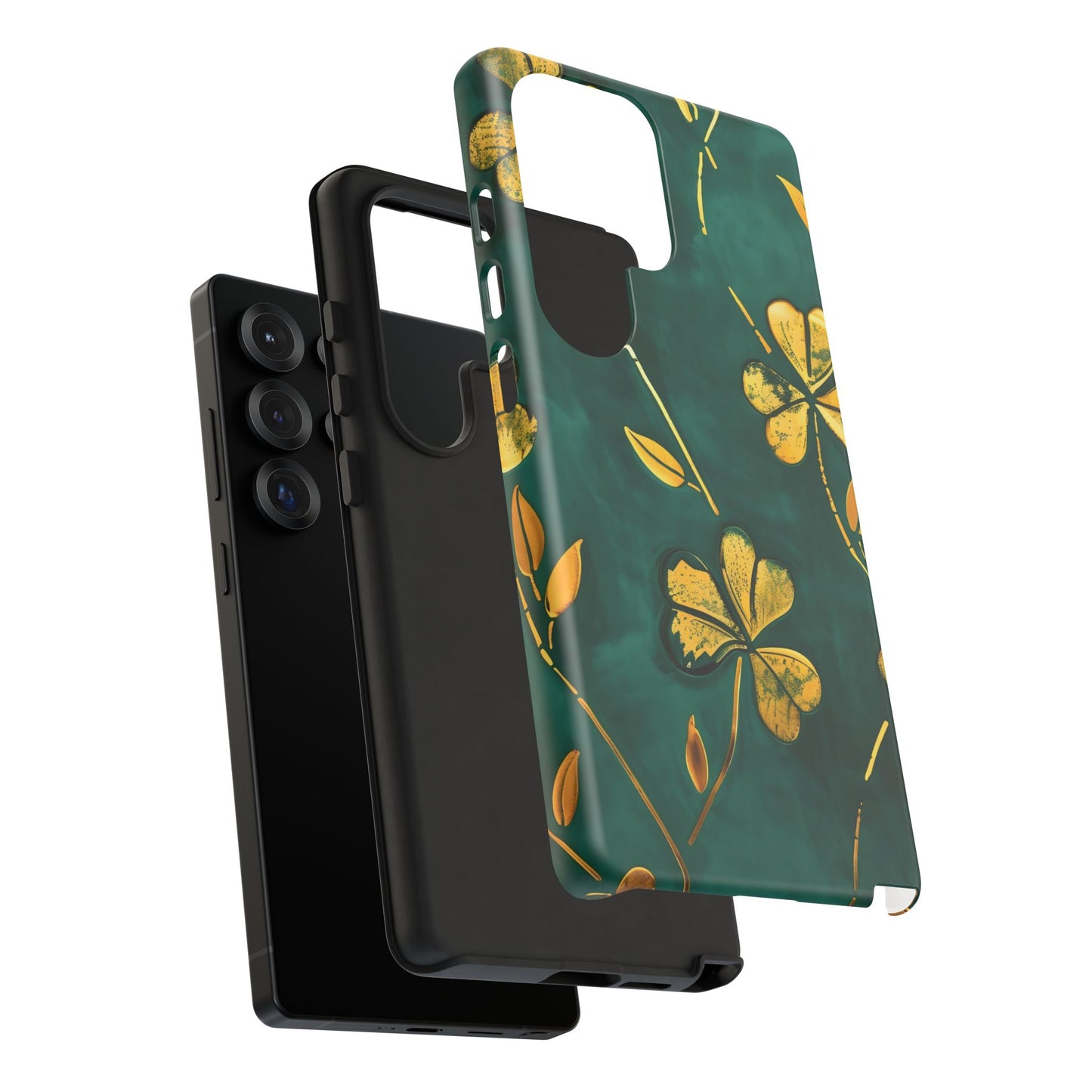 Floral Phone Case with Gold Accents, Tough Phone Cover, Stylish Phone Protector, Unique Gift for Her, Nature Lover Accessory