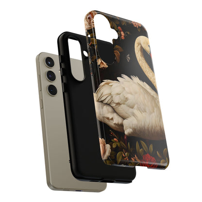 Elegant Swan Phone Case, Floral iPhone Cover, Tough Phone Case, Gift for Her, Nature Lover, Mother's Day, Birthday