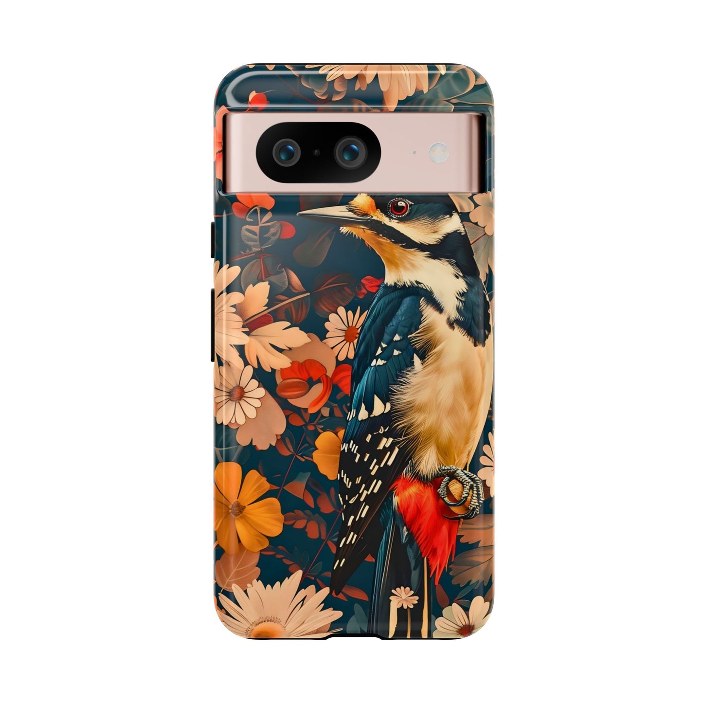 Artistic Bird Phone Case, Unique Tough Cases for Nature Lovers, Floral Design, Cute Gift, Customized Phone Accessories