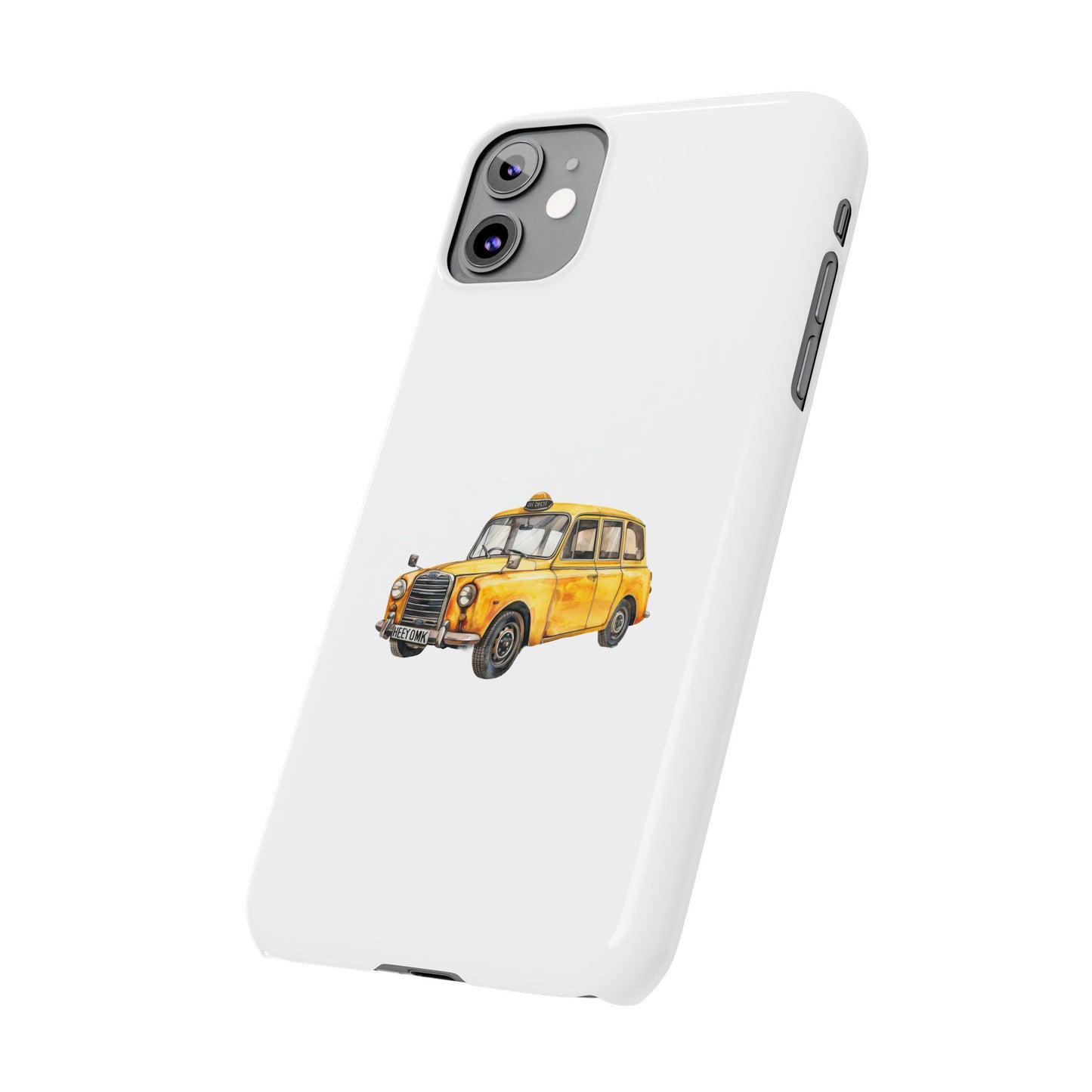 Vintage Yellow Taxi Slim Phone Case, NYC Taxi Accessory, Perfect Gift for Travelers, Phone Protection, Car Enthusiasts, Urban Style