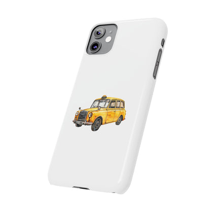 Vintage Yellow Taxi Slim Phone Case, NYC Taxi Accessory, Perfect Gift for Travelers, Phone Protection, Car Enthusiasts, Urban Style