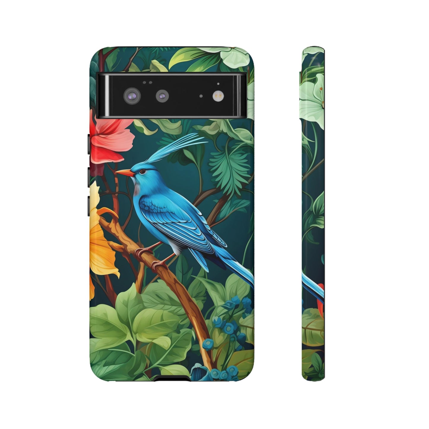 Tough Cases - Vibrant Bird Phone Case, Floral Design, Nature Lover, Unique Gift, Stylish Protection, Phone Accessories