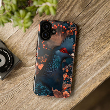 Vibrant Phone Case with Floral Peacock Design - Tough Cases, Artistic Phone Cover, Unique Gift for Nature Lovers, Stand Out Tech Accessory