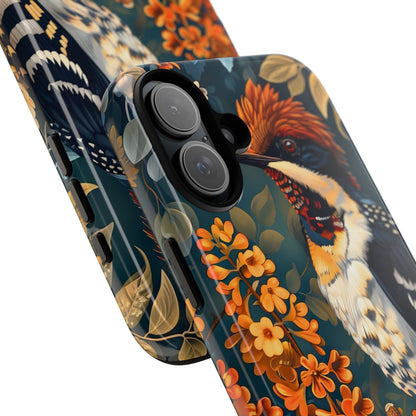 Tough Cases: Floral Bird Phone Case, Vintage Style Cover, Nature Lover Gift, Botanical Design, Spring Inspire Fashion