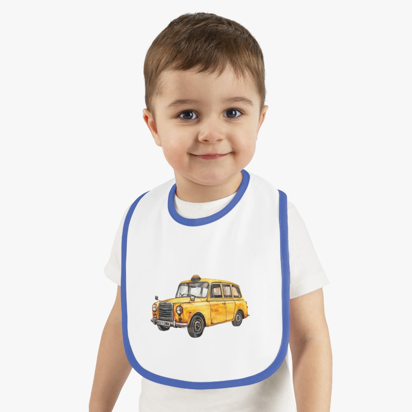 Vintage Taxi Baby Contrast Trim Jersey Bib