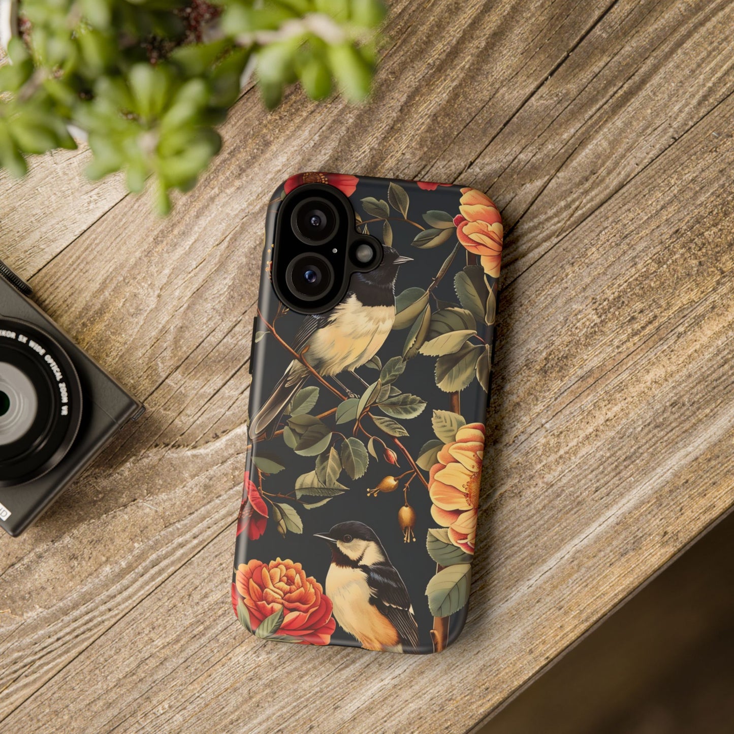 Floral Phone Case with Birds, Botanical iPhone Cover, Bird Lover Gift, Nature-Inspired Accessories, Eco-Friendly Mobile Case