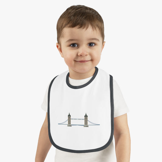 London Brigde Baby Bib, Cute Infant Feeding Bib, Newborn Gift, Baby Shower Present, Unique Child Bib
