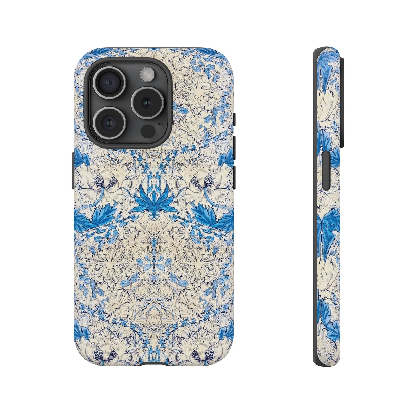 Elegant Floral Phone Case, Tough iPhone Cover, Stylish Mobile Protector, Blue Patterned Case, Unique Gift for Her