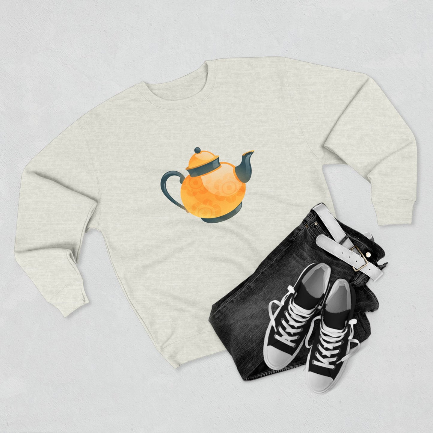 Unisex Crewneck Sweatshirt - Classic British Tea Kettle Timeless in Tea Time