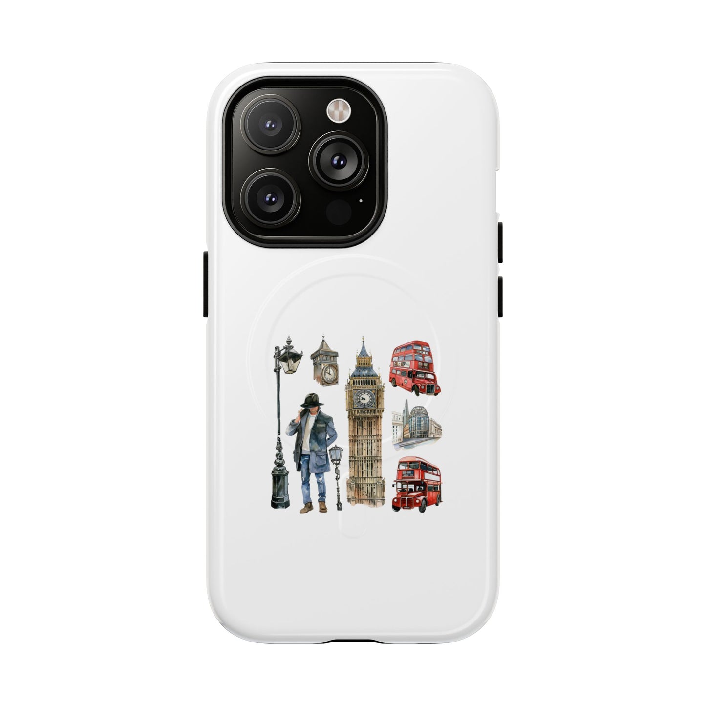 London-Themed Tough Magnetic Phone Case, Durable iPhone Cover, Gift for Travelers, Unique Cell Phone Accessories